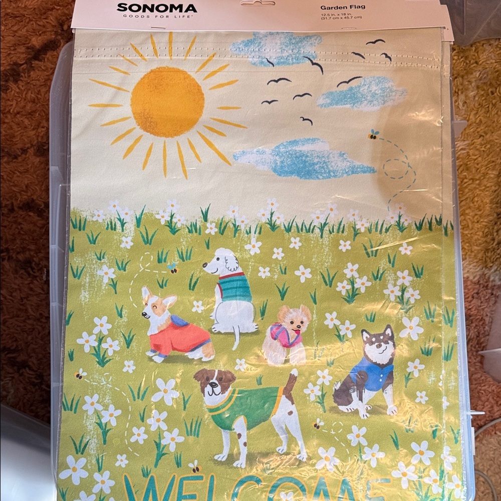 Sonoma Welcome Garden Outdoor Flag with Dogs and Sun